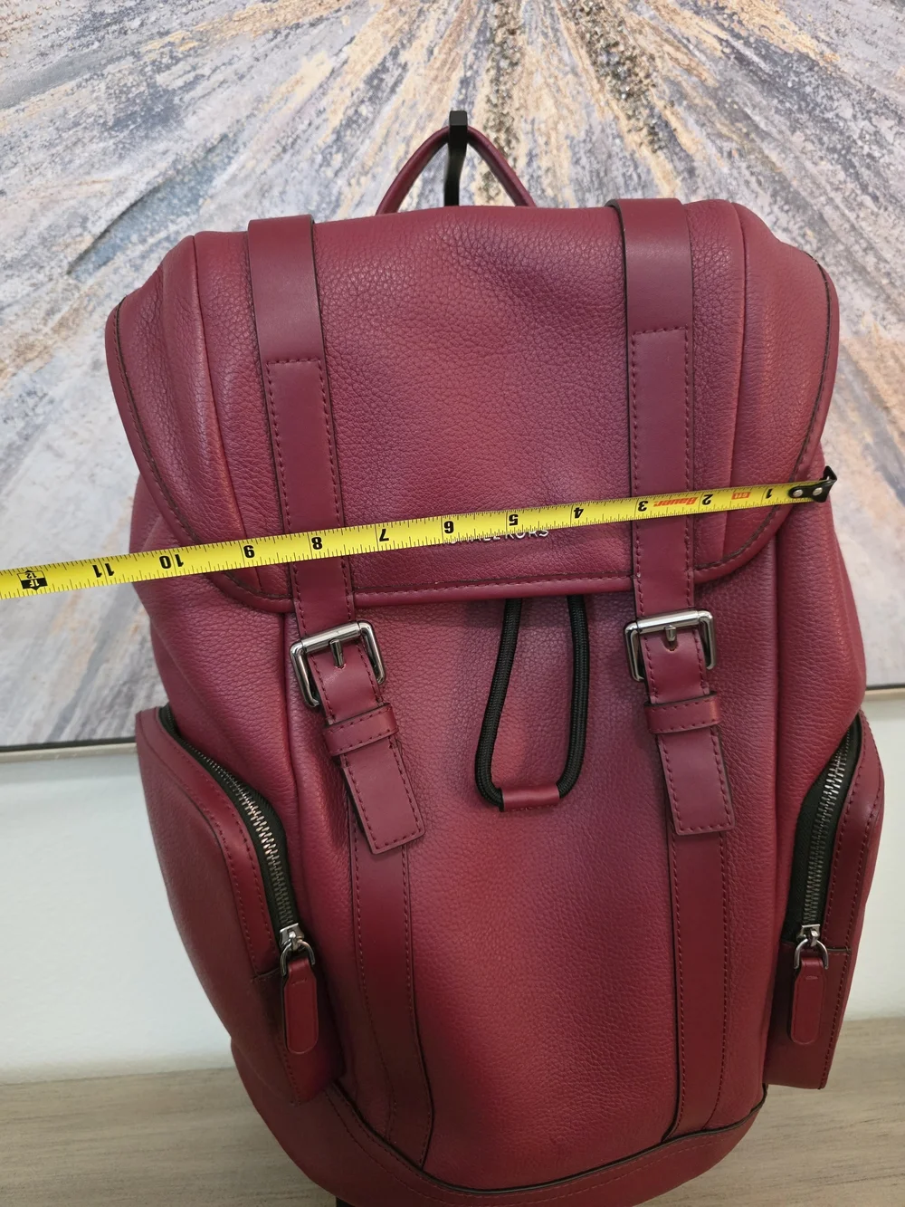 Michael Kors Cooper Pebbled Leather Backpack Unisex Burgundy 100% Leather HTF